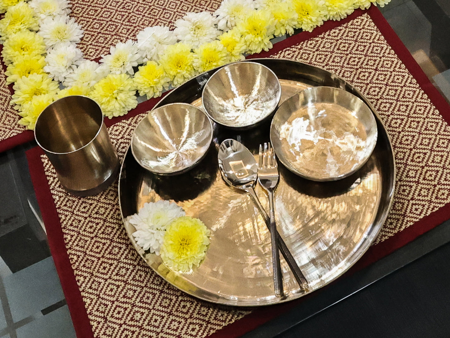 Kansa Dinner Set with Cutlery