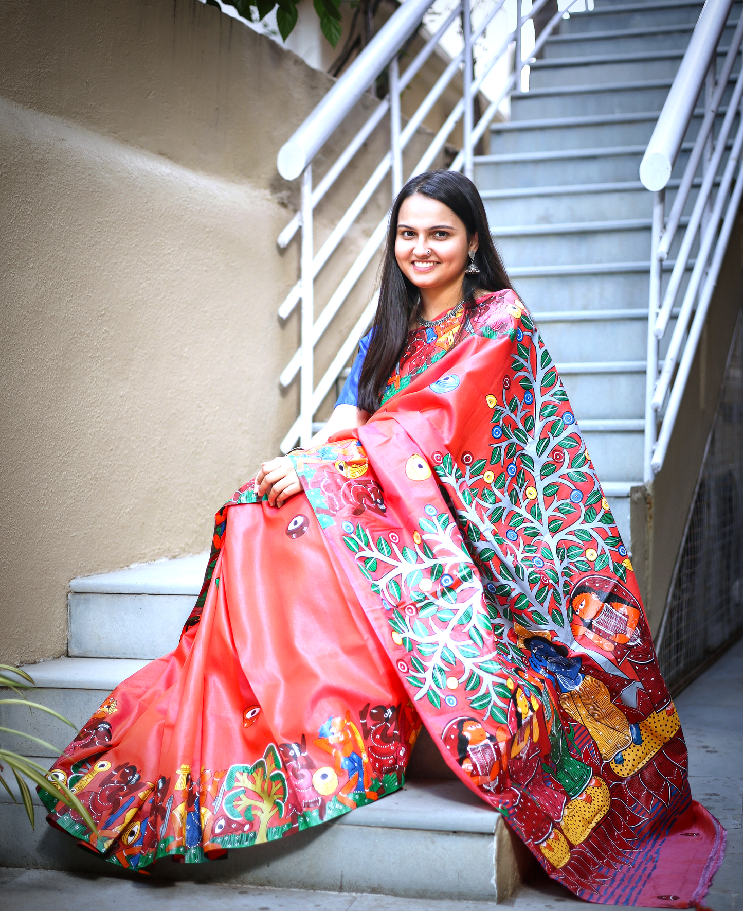 Bishnupuri pure silk Hand painted saree