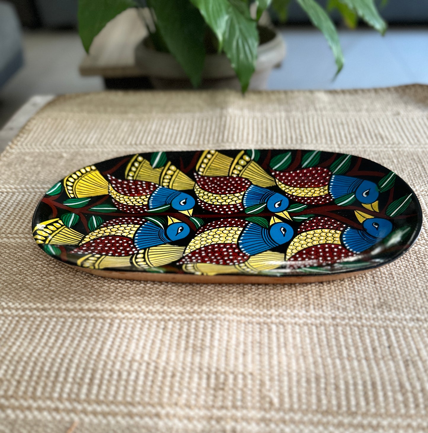 Chatting Birds Oval Tray