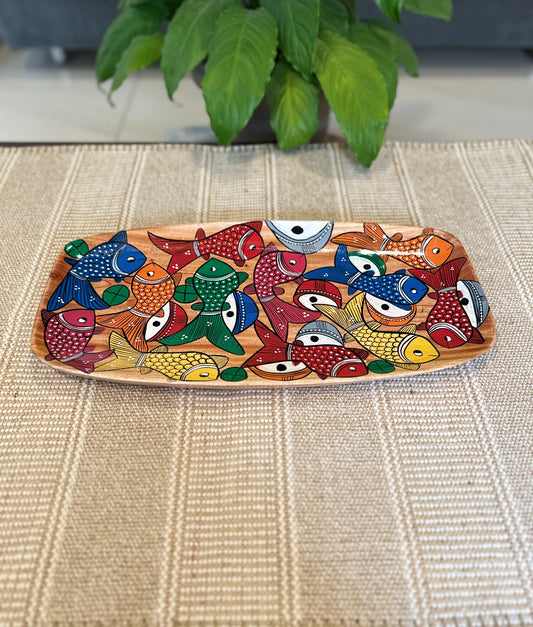 Wooden Patachitra Fish Tray