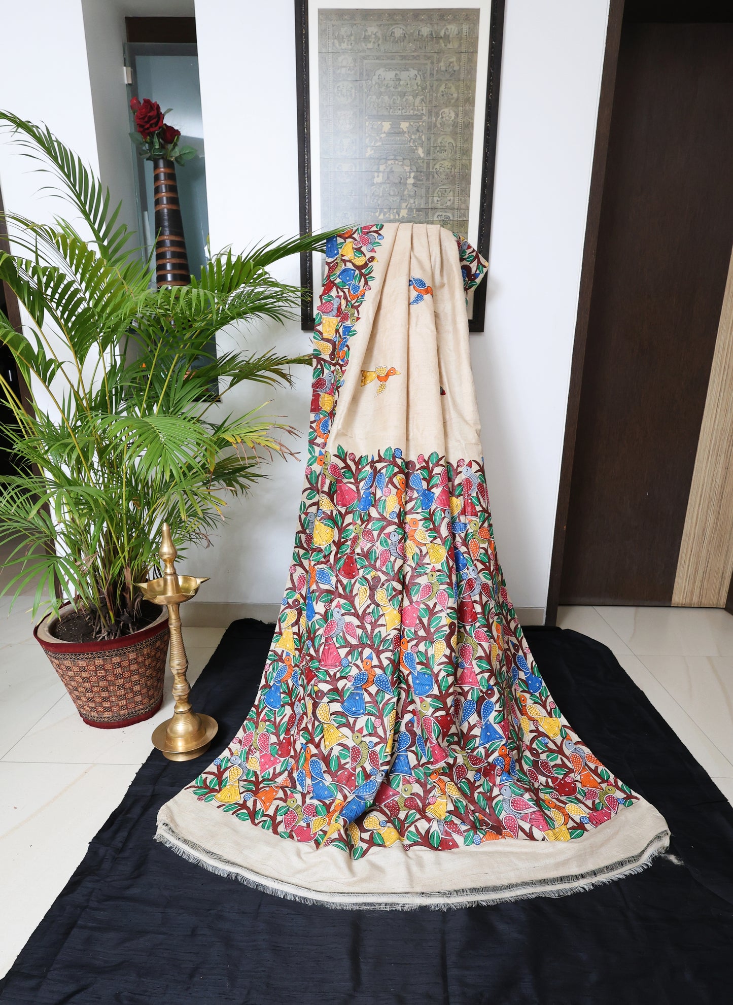 Pure Tussar silk saree Patachitra hand painted saree