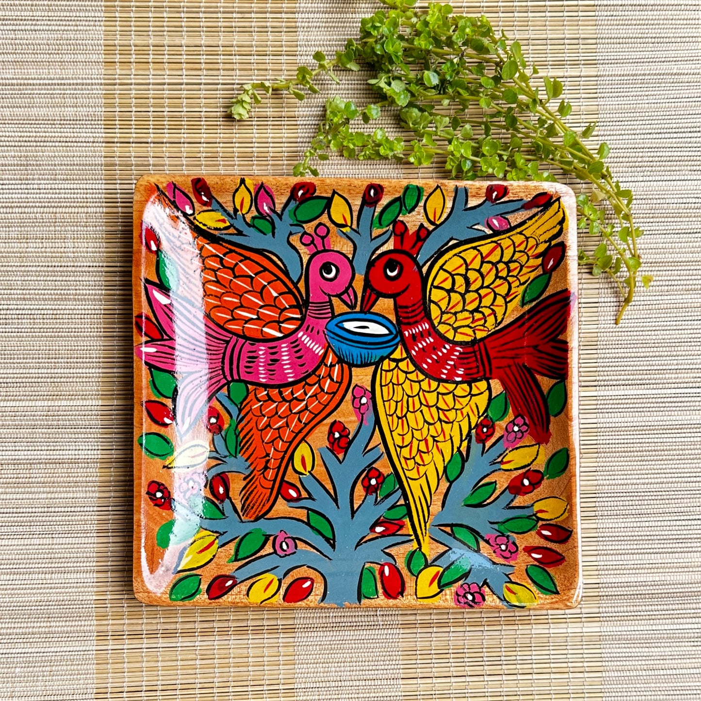 Peacock Square Tray