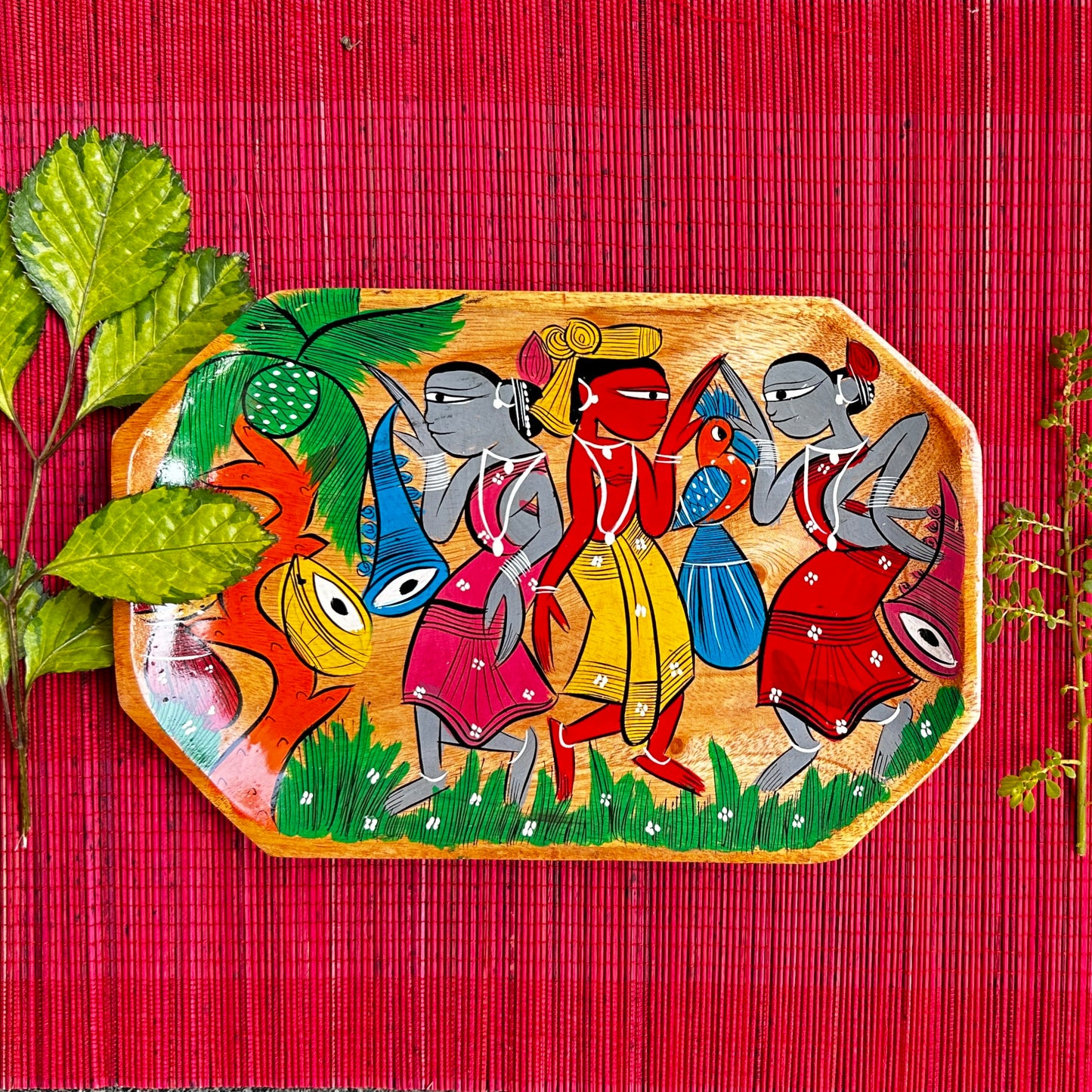 Village Art Cornered Square Tray