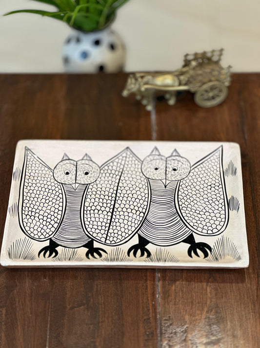 Classic Owl Art square tray