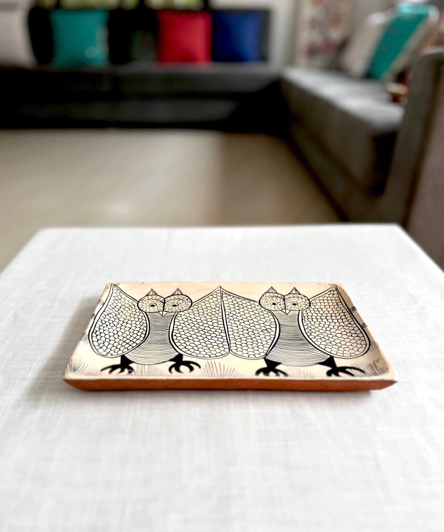 Classic Owl Art square tray