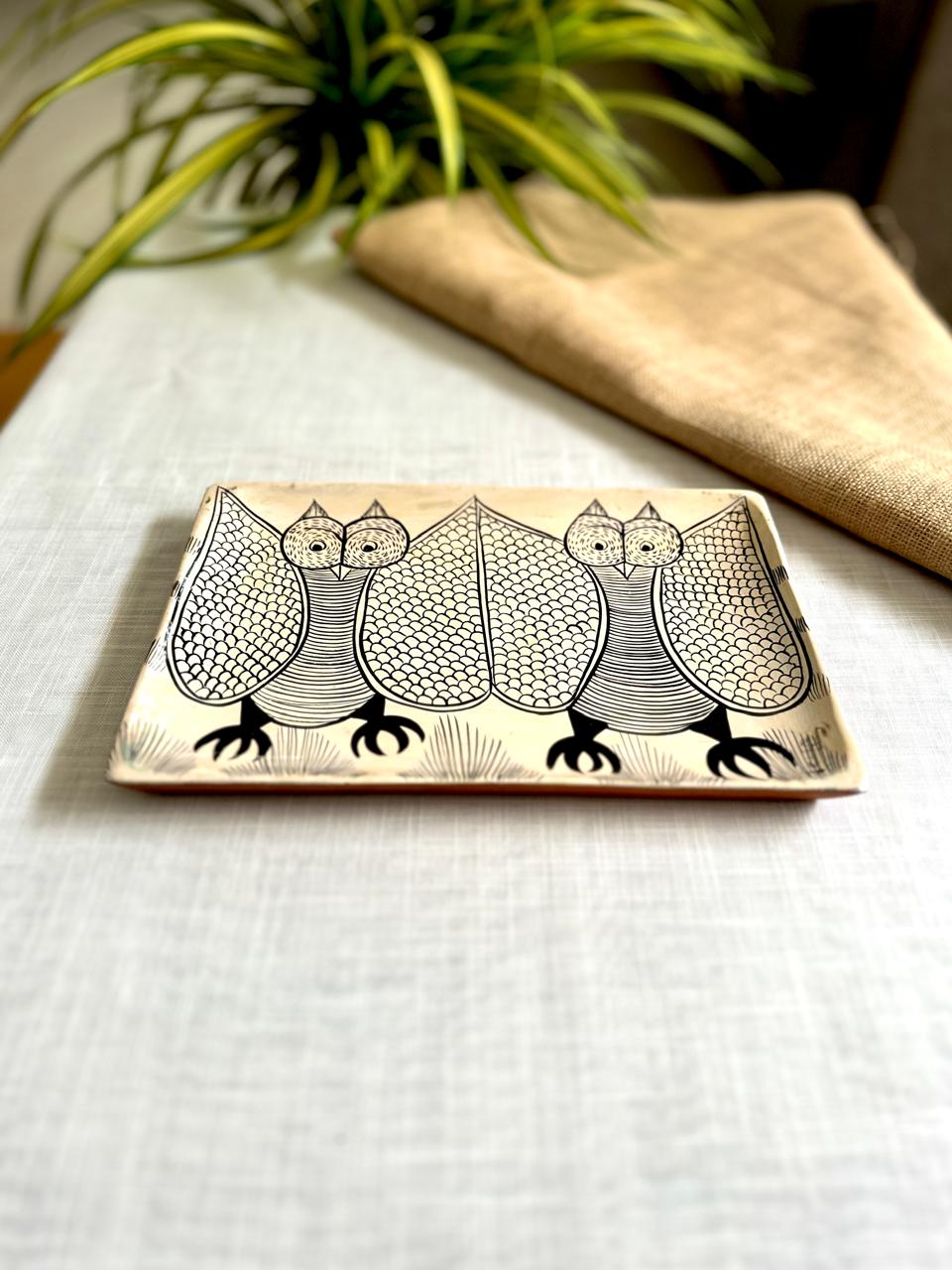 Classic Owl Art square tray